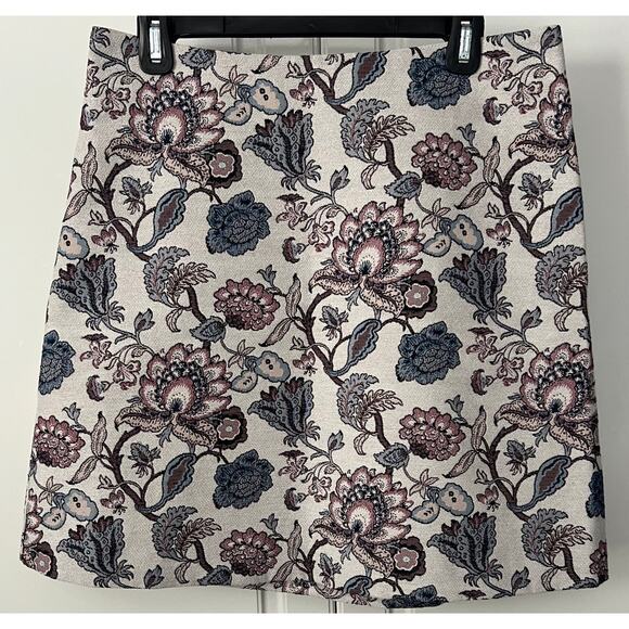 LOFT Outlet Floral Tapestry A-Line Mini Skirt Size 10 Fully Lined - Picture 1 of 8